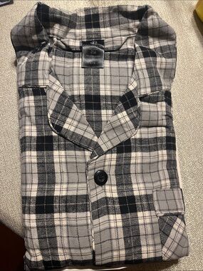 Covington Black, White, and Gray Plaid Button-Down Pajama Set